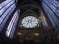 Rose window and stained glass, Sainte Chapelle, Paris, France Royalty Free Stock Photo