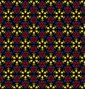 Rose window, stained glass design, tile with seamless pattern