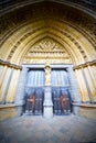 rose window weinstmister abbey in london old church door and ma Royalty Free Stock Photo