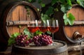 Rose wine on barrel Royalty Free Stock Photo