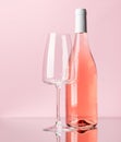 Rose wine bottle and wine glass Royalty Free Stock Photo