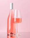 Rose wine bottle and wine glass Royalty Free Stock Photo