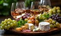 Rose Wine & Cheese Platter Royalty Free Stock Photo