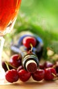 Rose wine and cherrys Royalty Free Stock Photo