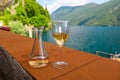 rose wine by Lugano lakefront