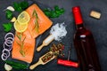 Rose Wine with Salmon Fish Fillet Royalty Free Stock Photo