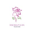 Rose woman beauty and spa logo template design for brand or company