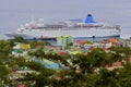 Roseau in Dominica with a cruise ship in port