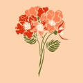 Rosehip wild rose. Rosales. Bouquet of flowers. Botanical illustration. Royalty Free Stock Photo