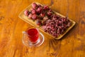 A glass of roselle with fresh and dried fruit. Royalty Free Stock Photo