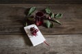 Roselle drink on Wood desk with a books note and repice