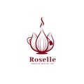 Roselle hibiscus flower healthy tea logo icon template