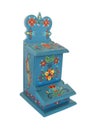 Rosemaling painted matchbox holder isolated. Royalty Free Stock Photo