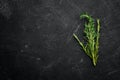 Rosemary on a black stone background. Royalty Free Stock Photo