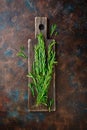 Rosemary bound on a wooden board