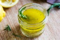 Rosemary and garlic lemon salad dressing Royalty Free Stock Photo