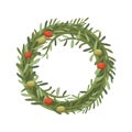 Rosemary wreath vector illustration in cartoon style.