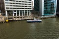 Rosemont, IL - APRIL 23, 2022: Downtown Chicago water taxi on the Chicago River