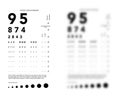 Rosenbaum Pocket Vision Screener Eye Test blurred Chart medical illustration with numbers. Line vector sketch outline Royalty Free Stock Photo