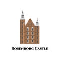 Rosenborg Castle in Copenhagne, denmark. World countries cities vacation travel sightseeing collection. Flat cartoon style