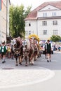 Rosenheim, Germany, 09/04/2016: Harvest festival parade in Rosenheim