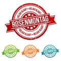 Rosenmontag - Helau und Alaaf Karneval - Siegel in verschiedenen Farben.
