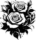 Roses - black and white vector illustration