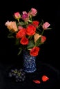 Roses in a blue vase. Royalty Free Stock Photo