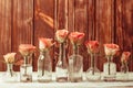 Roses in bottles