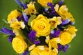 Roses bouquet of flower gift close up, Greeting card yellow viol