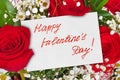 Roses bouquet and Valentines day card Royalty Free Stock Photo