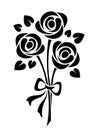 Roses bouquet. Vector black silhouette.