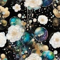 Roses And Bubbles On Black Abstract Royalty Free Stock Photo