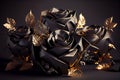 Roses carved of black stone with gilded elements