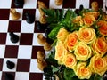 Roses on chess board Royalty Free Stock Photo