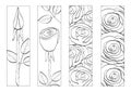 Roses coloring bookmarks. Flowers coloring