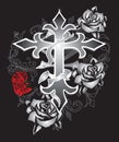 Roses crucifix design fashion paisley
