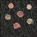 Roses embroidery background. Royalty Free Stock Photo