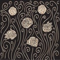 Roses embroidery background. Royalty Free Stock Photo