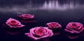 roses floating on the water mysterious romantic background