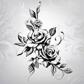 Roses in a floral ornament. vector illustration