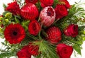 Roses flowers bouquet red christmas baubles decoration Royalty Free Stock Photo