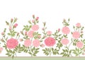 Roses flowers on branches. Millefleurs trendy floral design