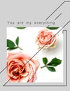 Roses flowers greetings card with love text quotes for Valentine Day Wedding