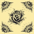 Roses and Frame Tattoo style design set 02