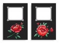 Roses and Frames Posters Set Vector Illustration Royalty Free Stock Photo