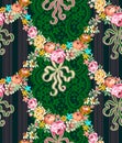 Roccoco Roses Garland Lace Seamless Pattern Royalty Free Stock Photo