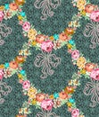 Roses Garland Lace Seamless Pattern Royalty Free Stock Photo