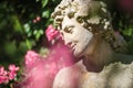 Roses and gods statue in the rose garden Beutig in Baden-Baden Royalty Free Stock Photo