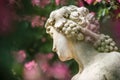 Roses and gods statue in the rose garden Beutig in Baden-Baden